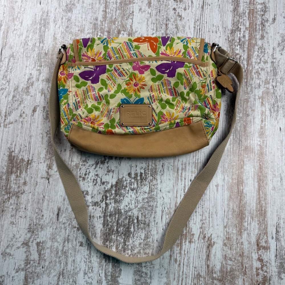 VTG Y2K Relic by Fossil Butterfly Floral Fairy Canvas Crossbody Bag Boho Purse - Picture 7 of 11